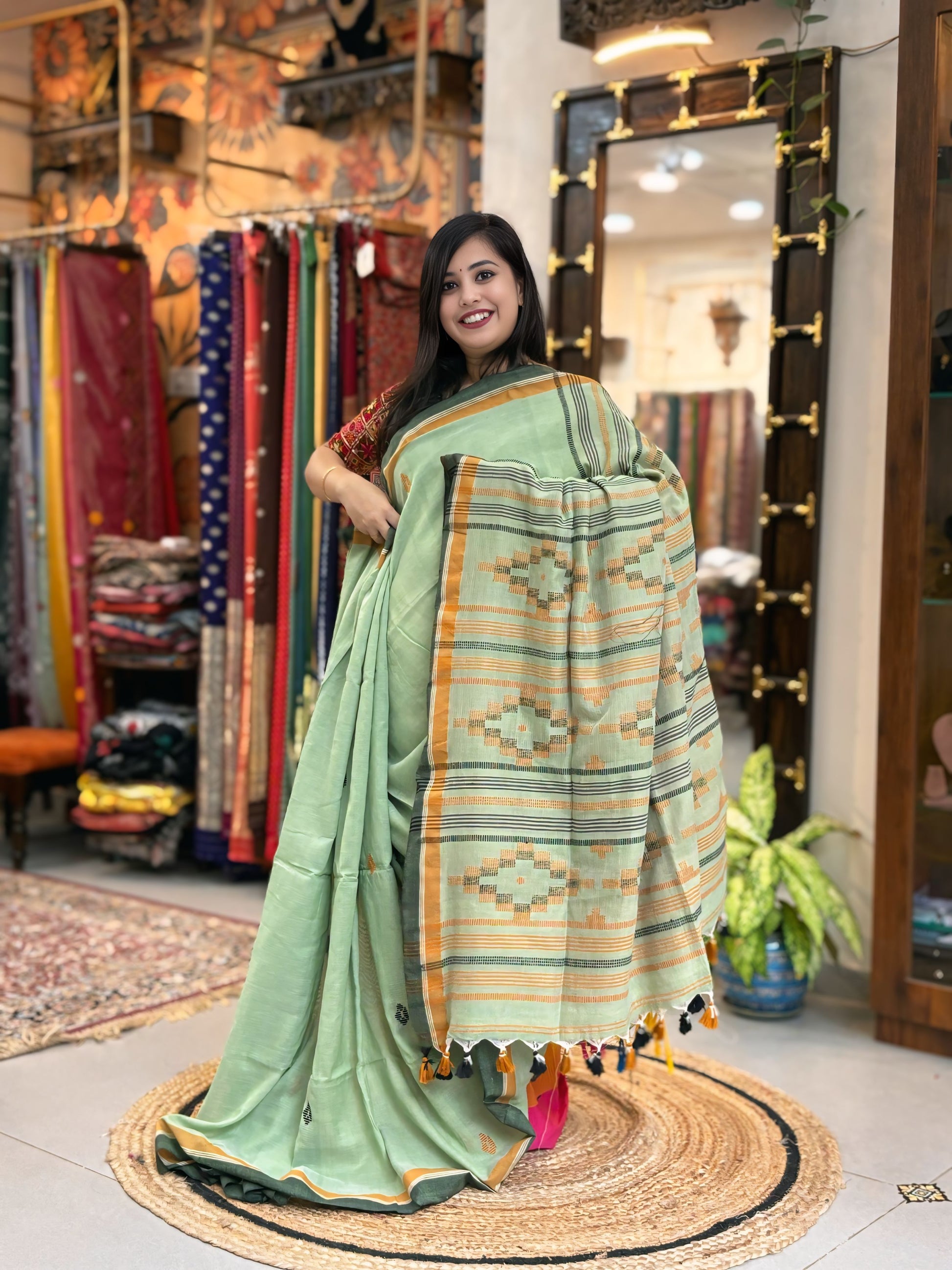 Bhuranj - Bhujori Khadi Cotton Saree