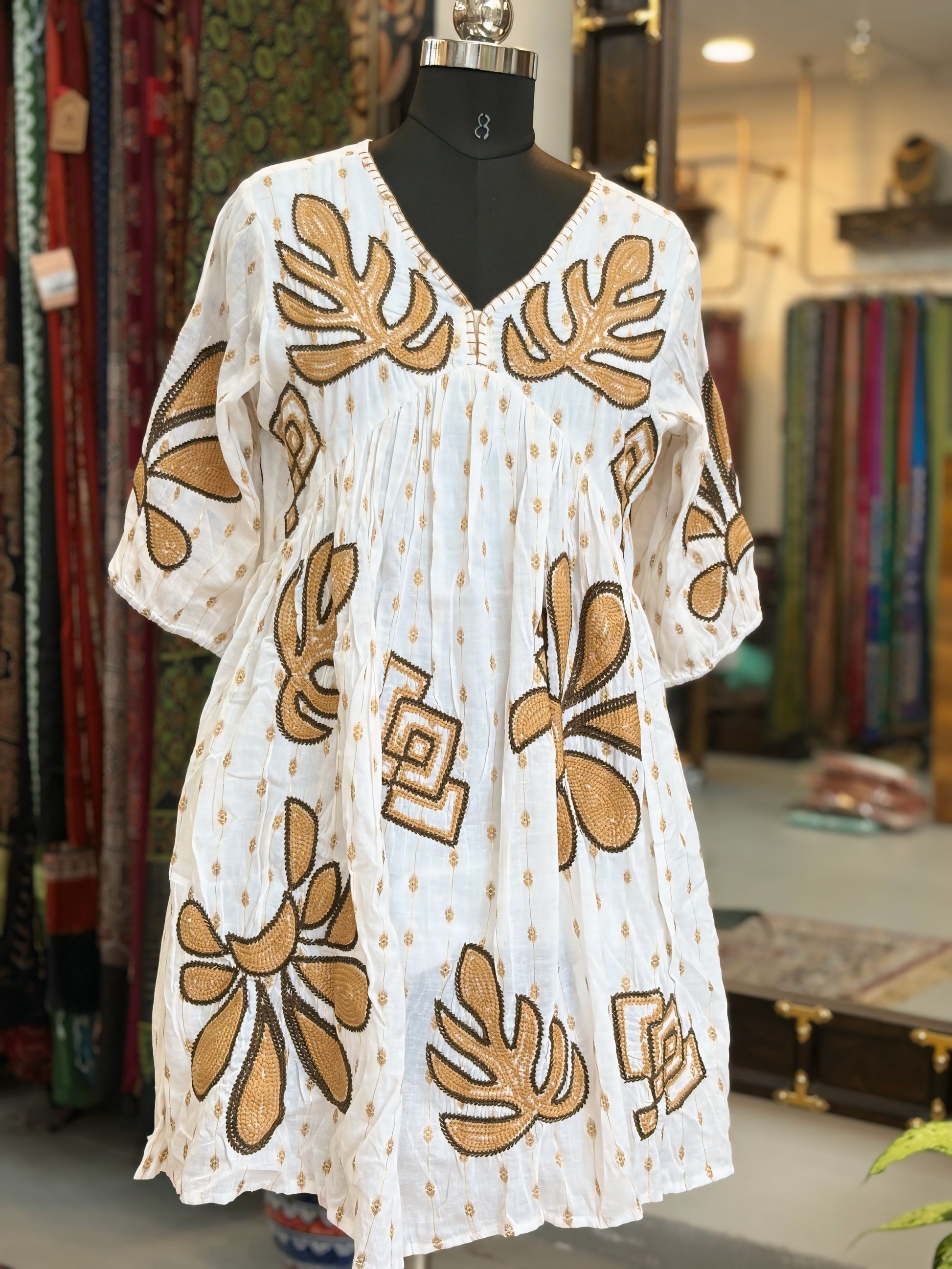 Golden Grace White Kurti