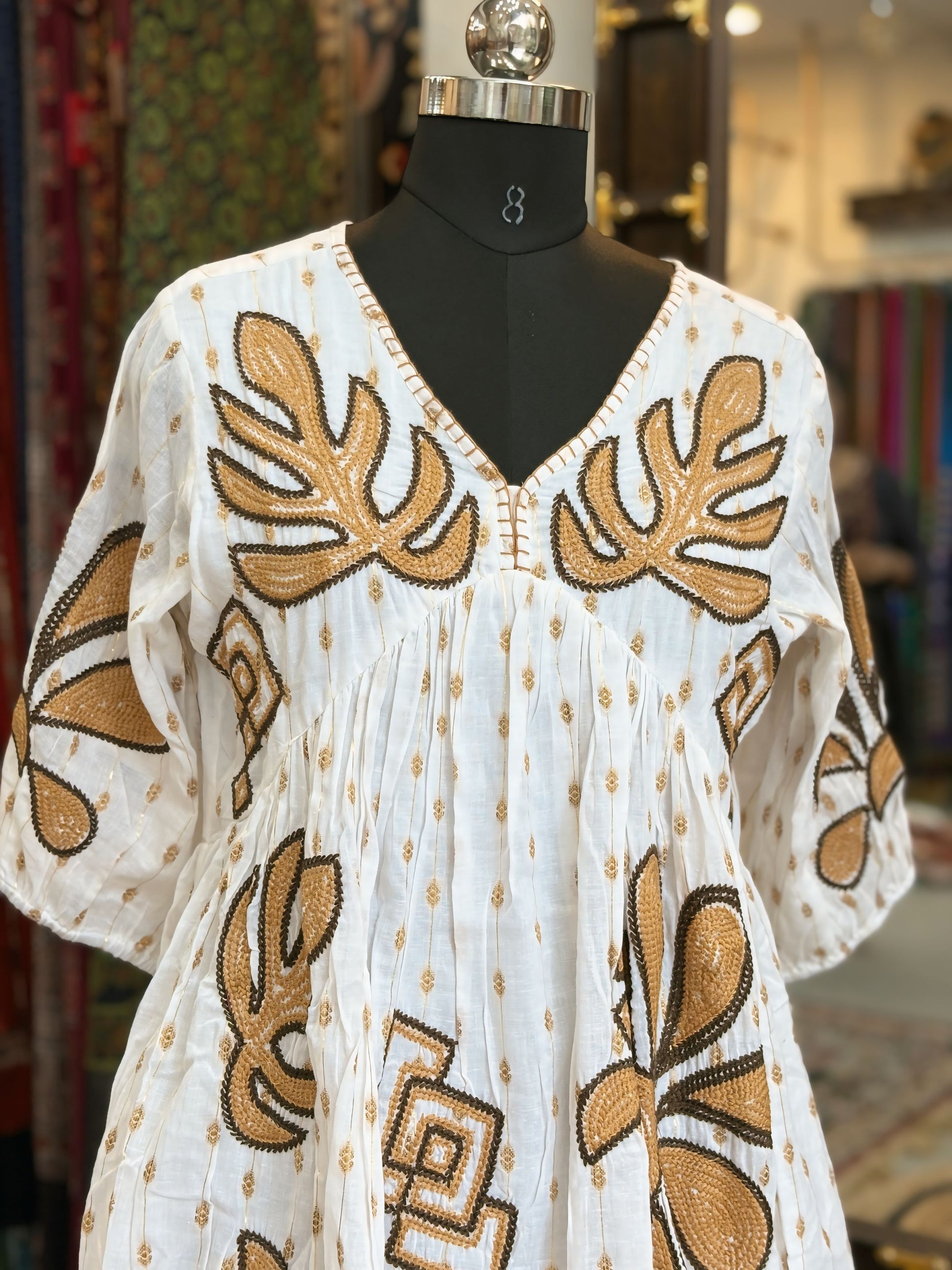 Golden Grace White Kurti