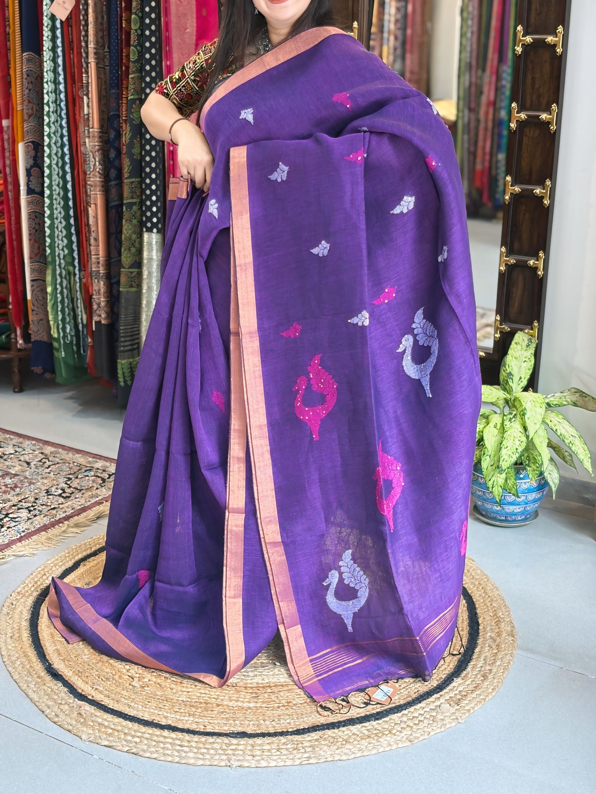 Royal - Banarasi Linen (PEACOCK)