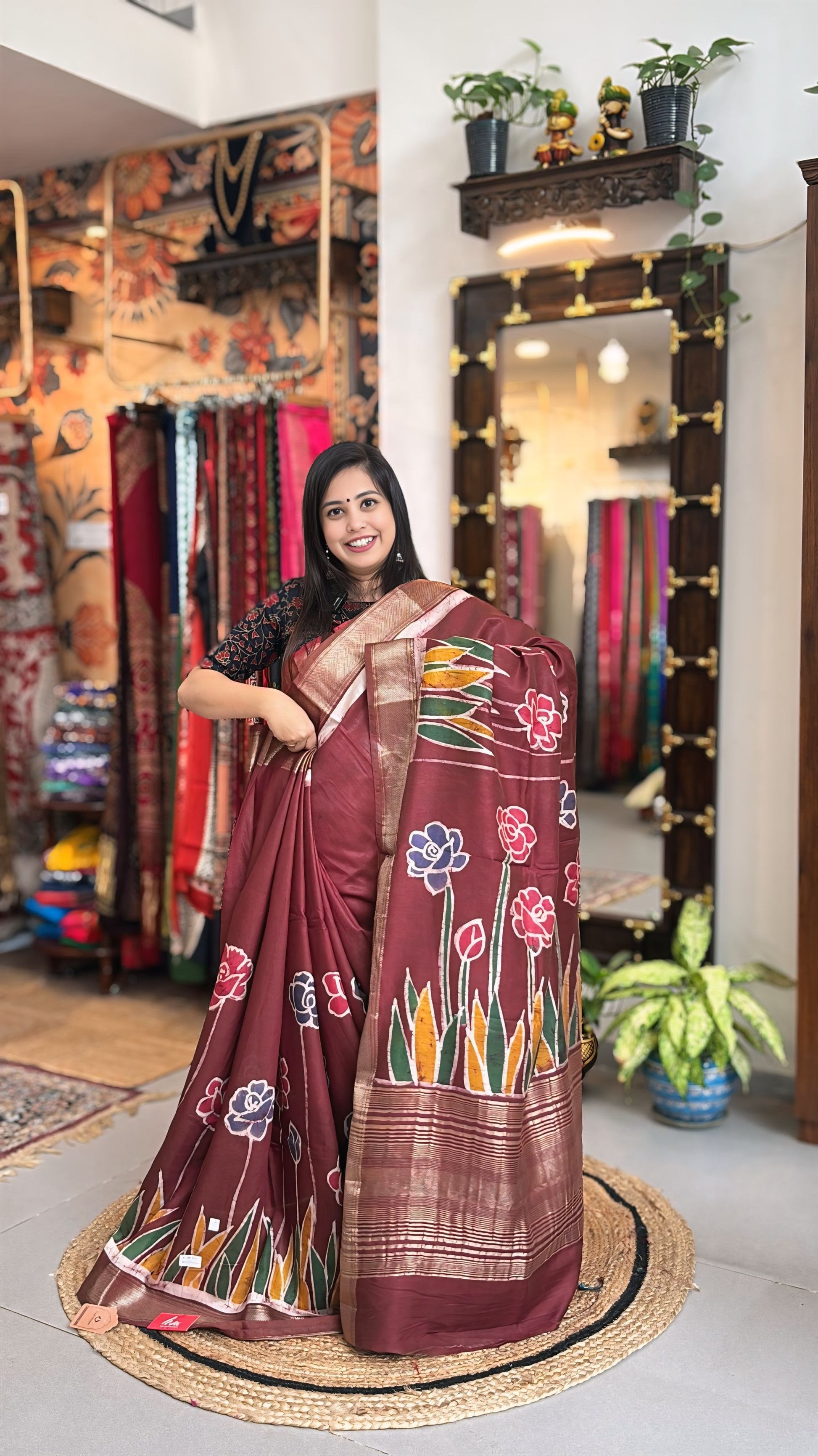 Halka Mitti - Hand Batik Maheshwari Saree