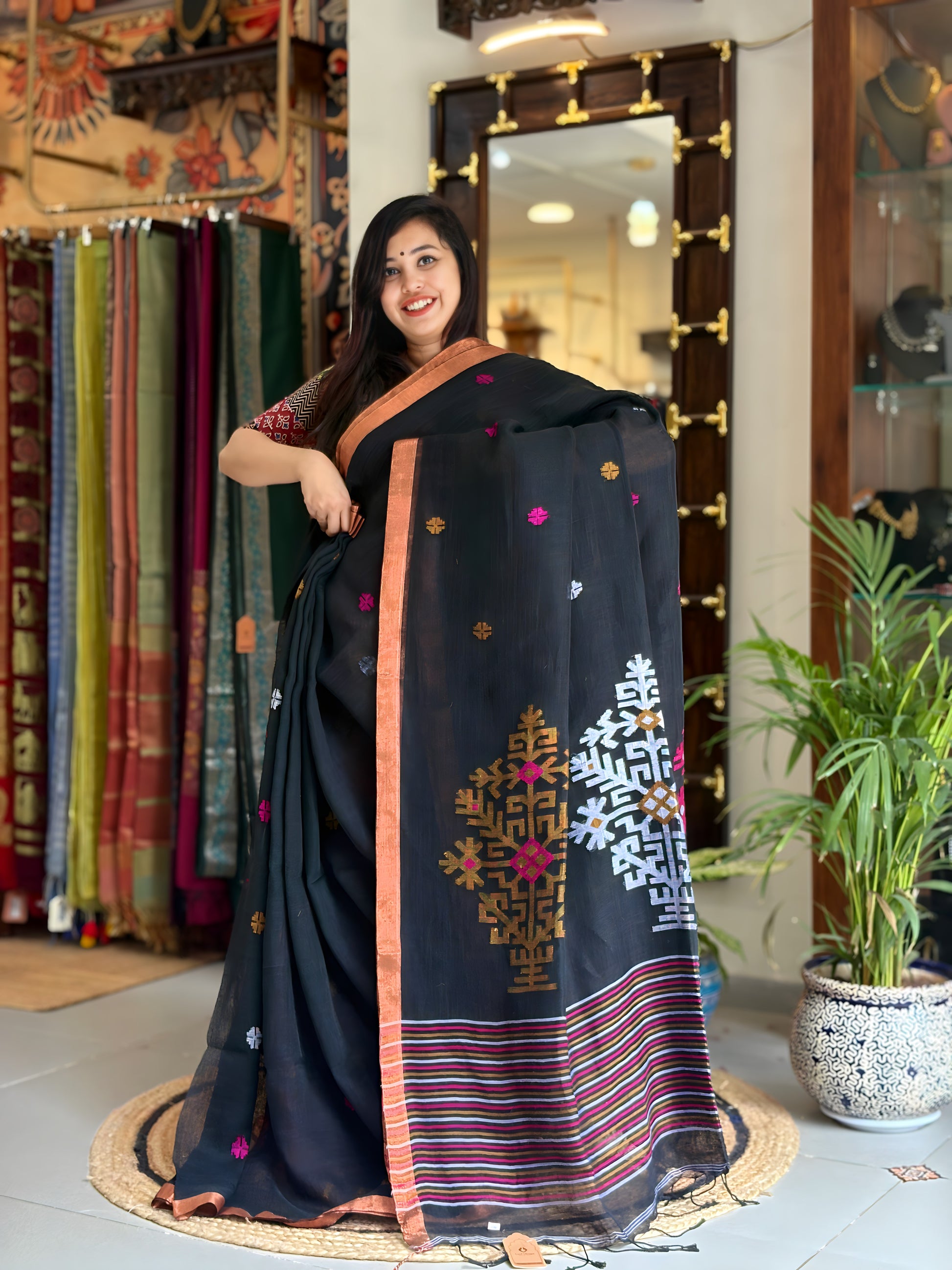 Premium Work Linen Saree 011