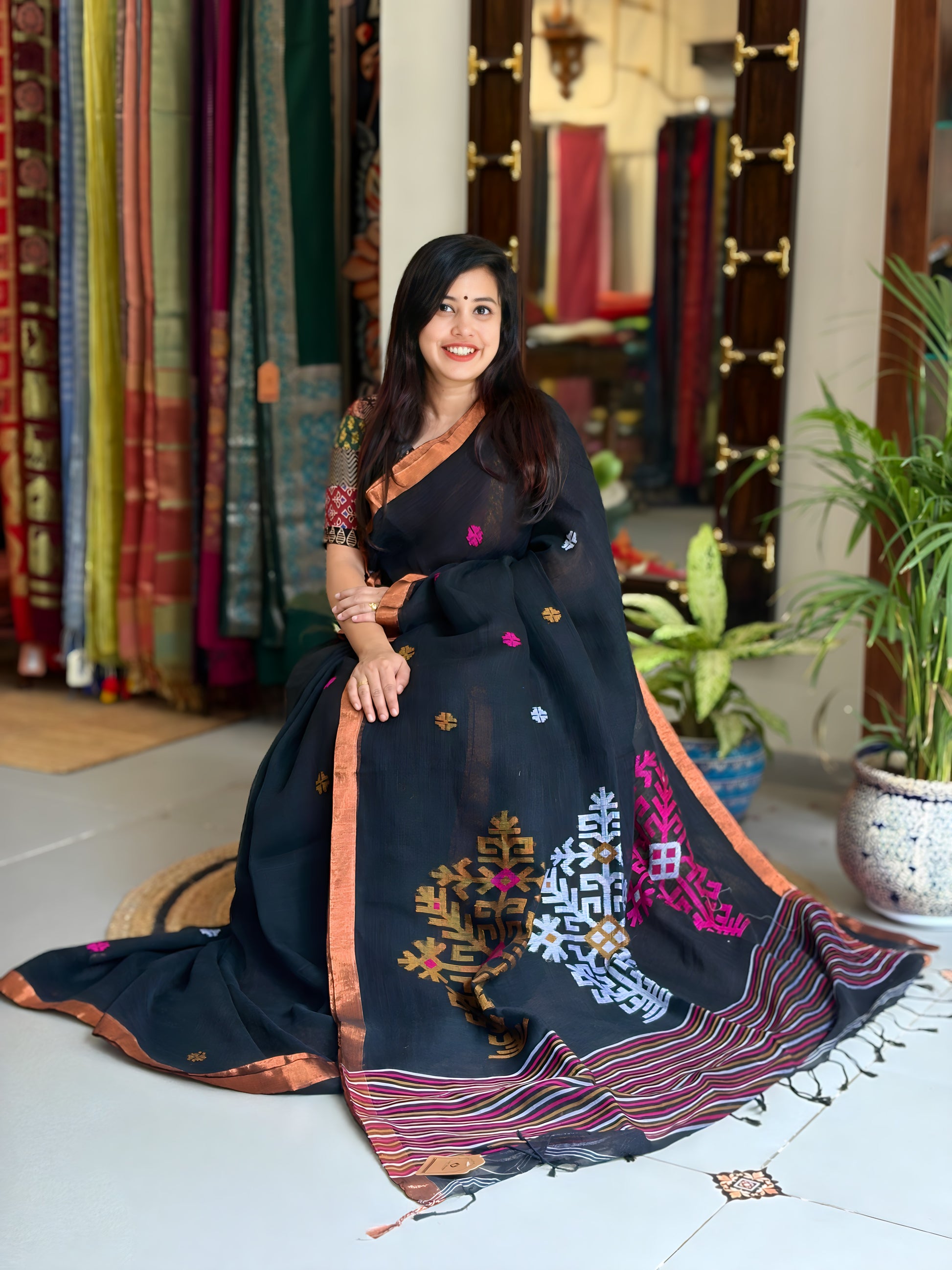 Premium Work Linen Saree 011