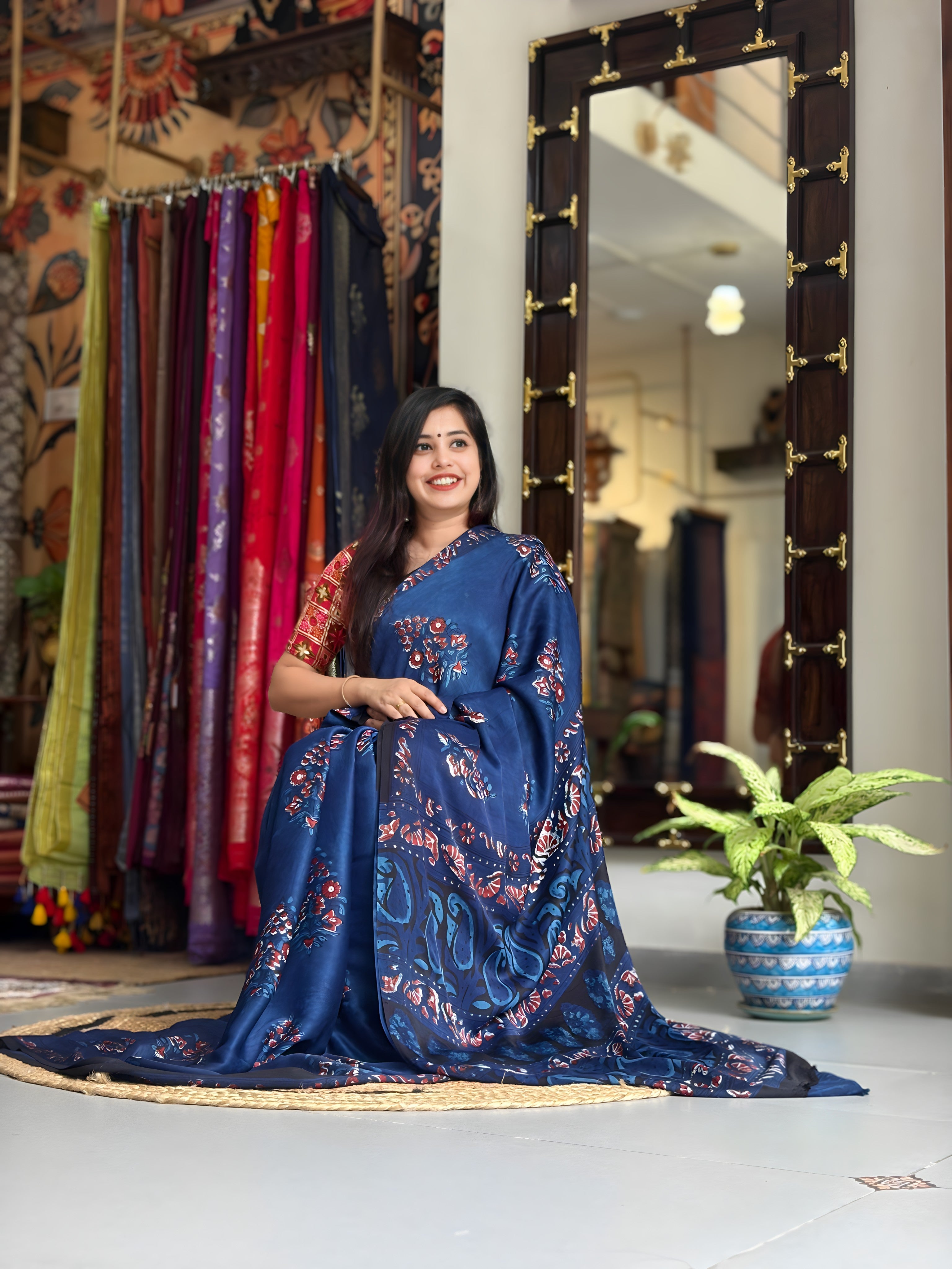 Pure Ajrakh Saree