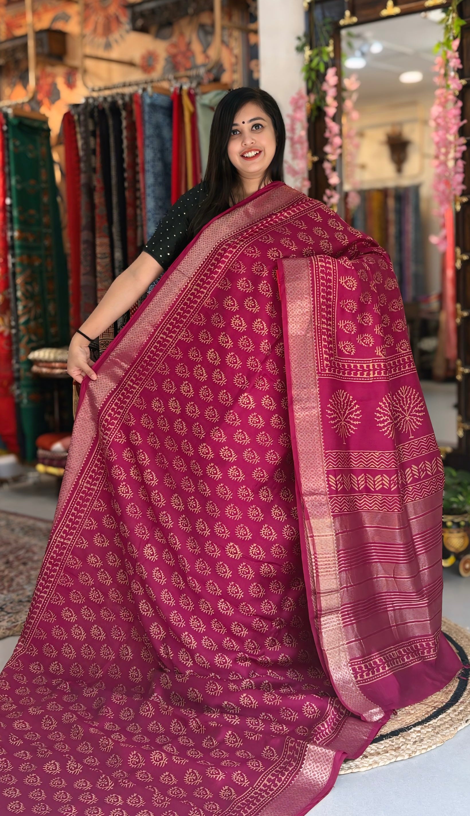 Gulabi - Maheshwari Silk
