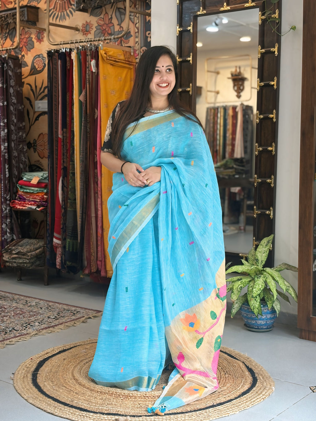 Aqua Dream - Paithani Linen