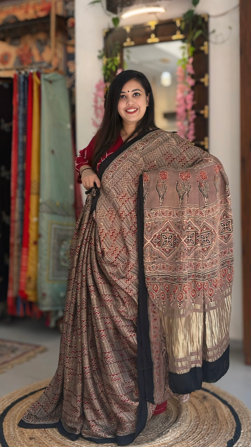 Nandini - Pure Ajrak Modal Silk