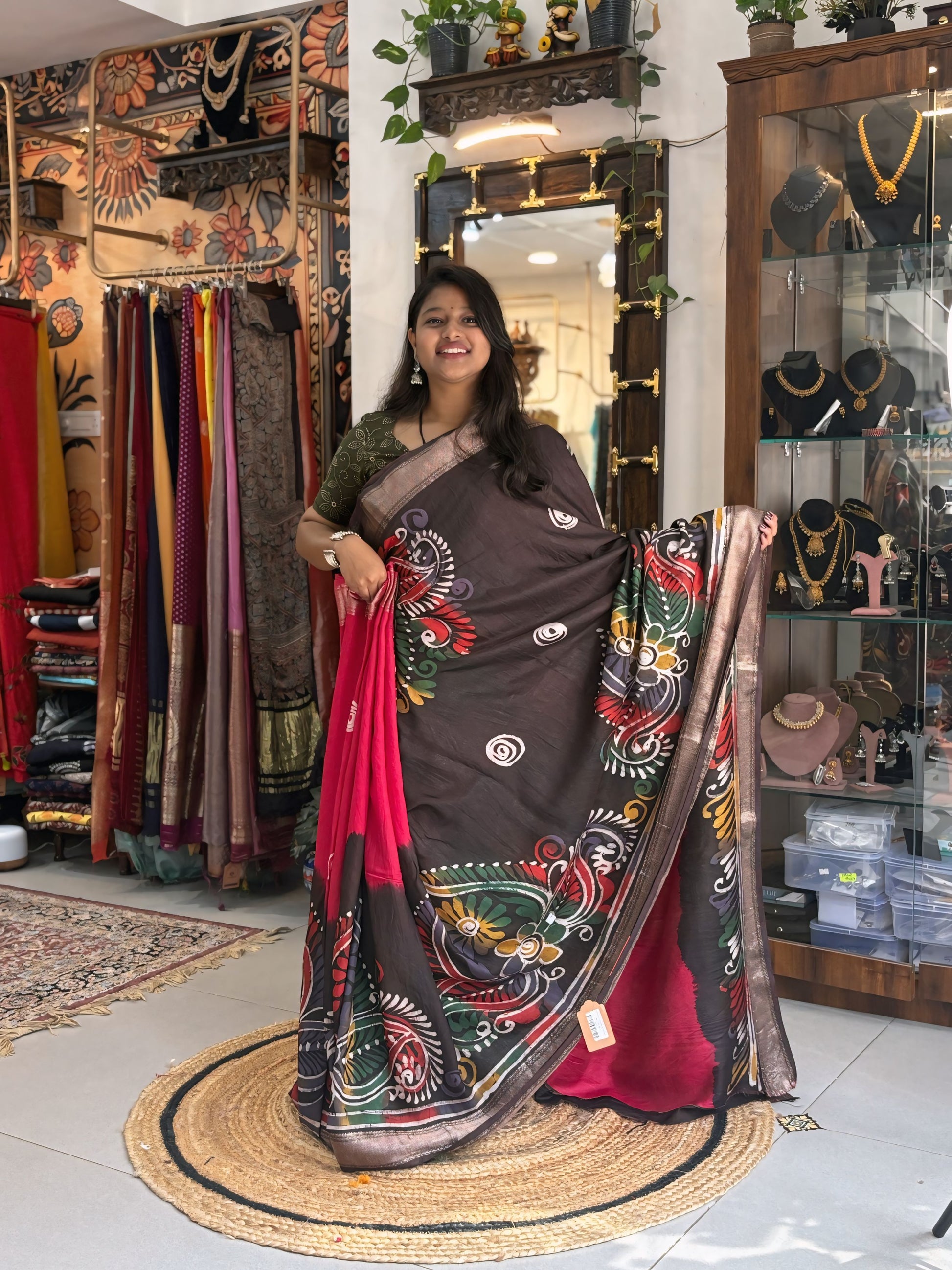 Saanjh - Hand Batik Maheshwari Saree