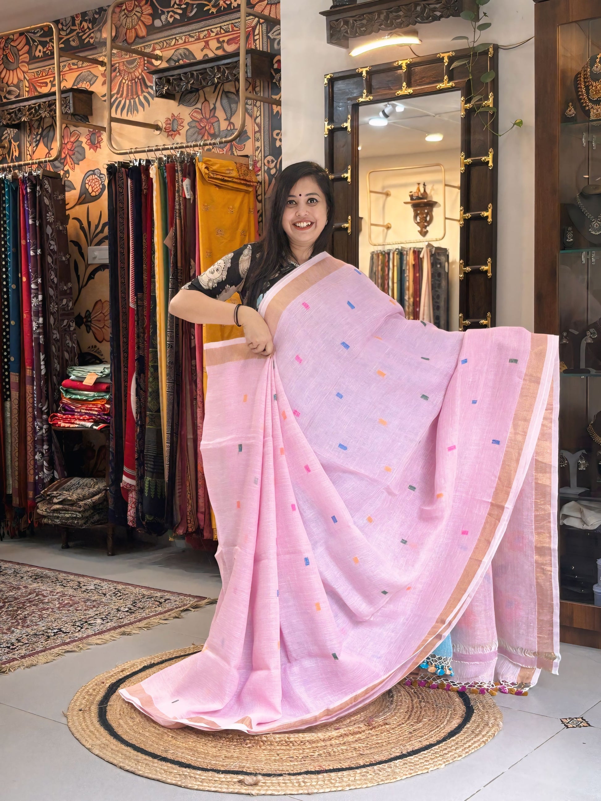 Flamingo Grace - Paithani Linen