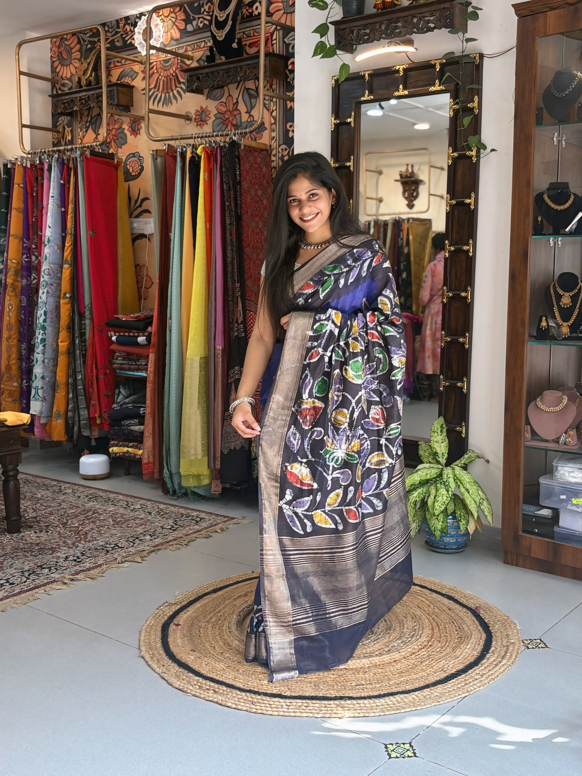 Prakriti - Hand Batik Maheshwari Saree