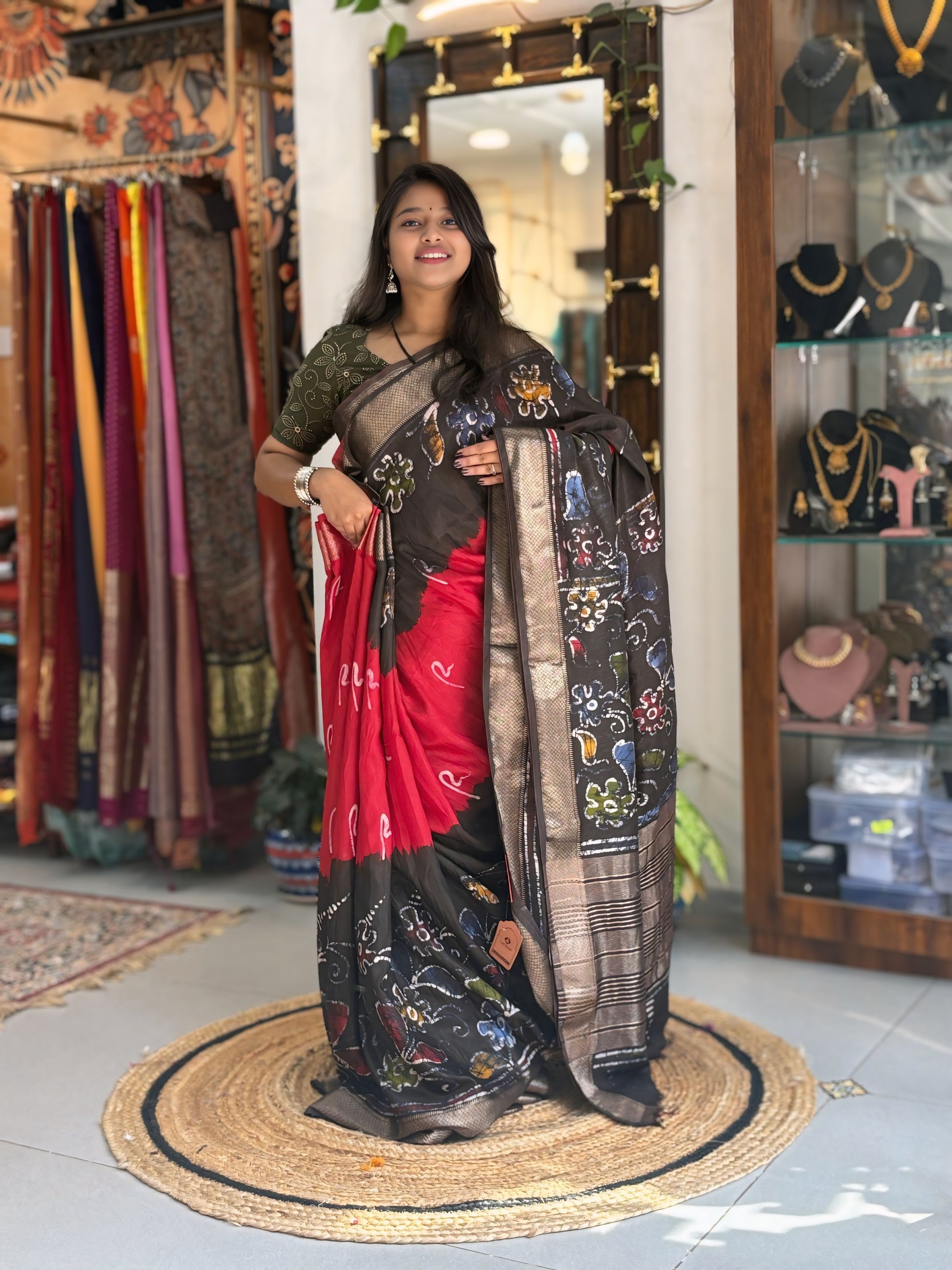 Saanjh - Hand Batik Maheshwari Saree