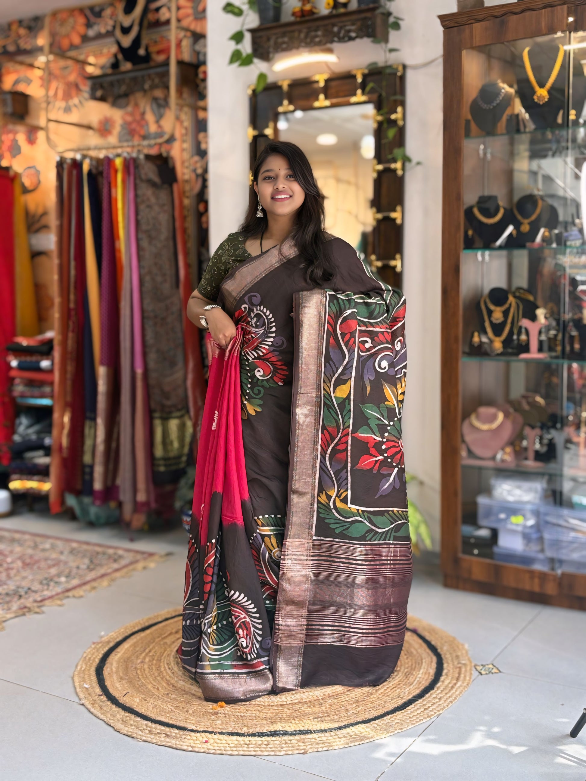 Saanjh - Hand Batik Maheshwari Saree