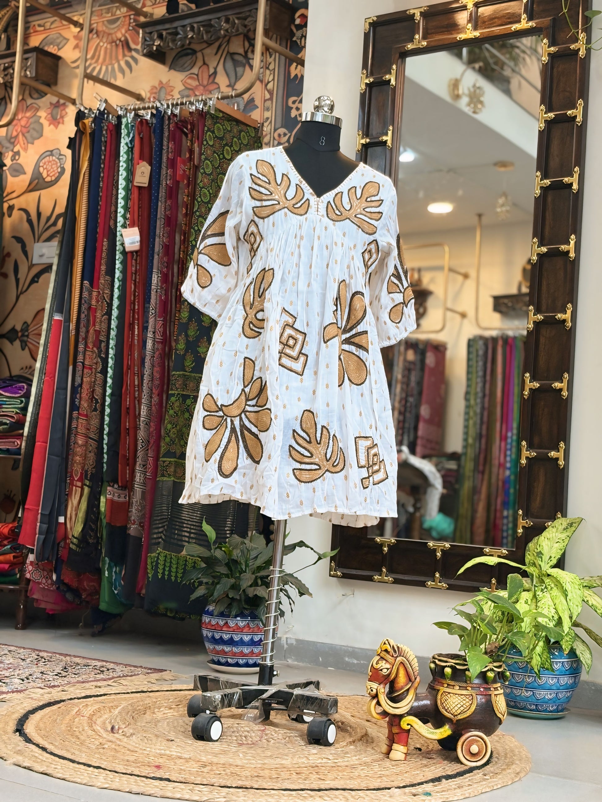 Golden Grace White Kurti