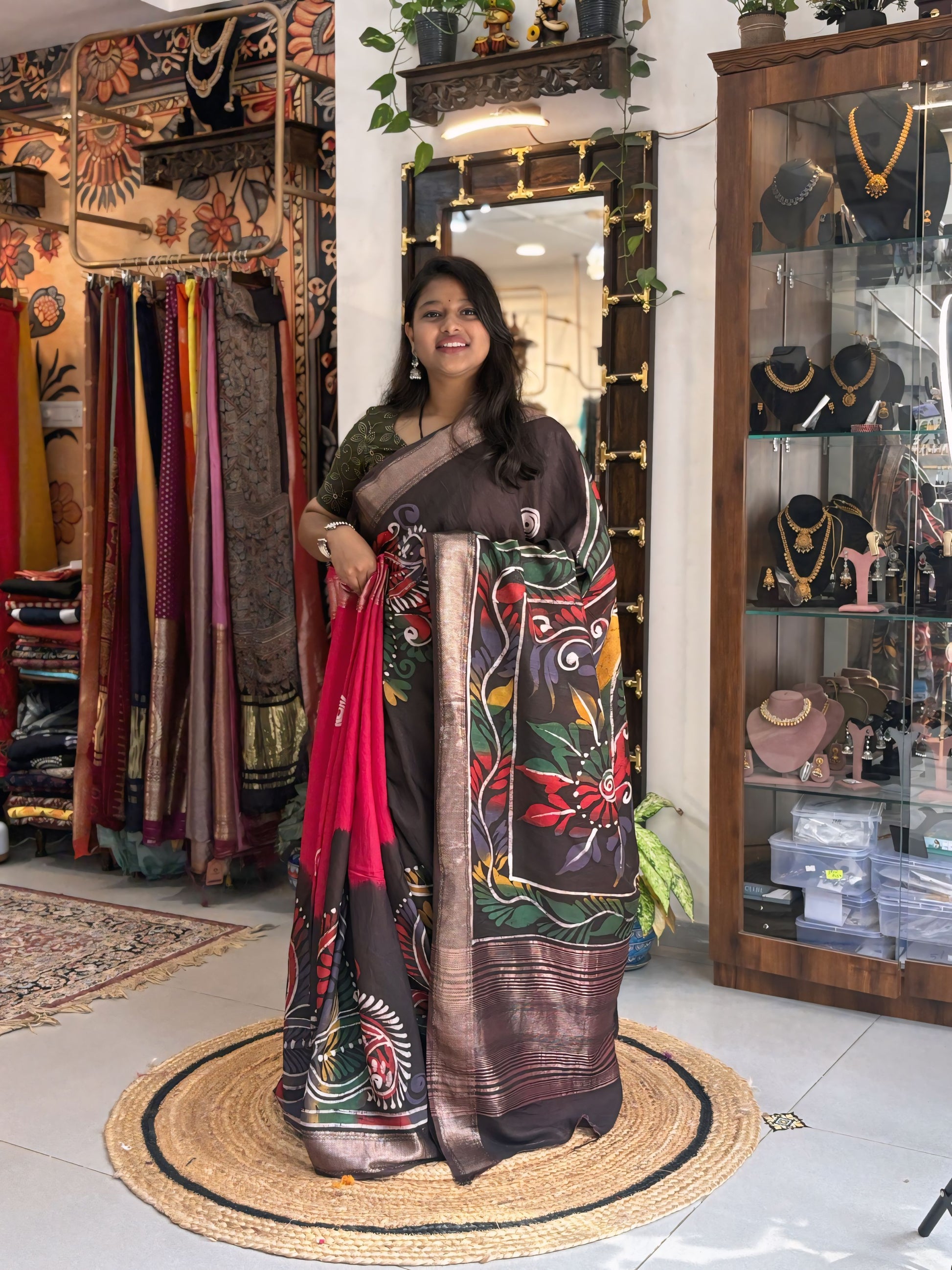 Saanjh - Hand Batik Maheshwari Saree