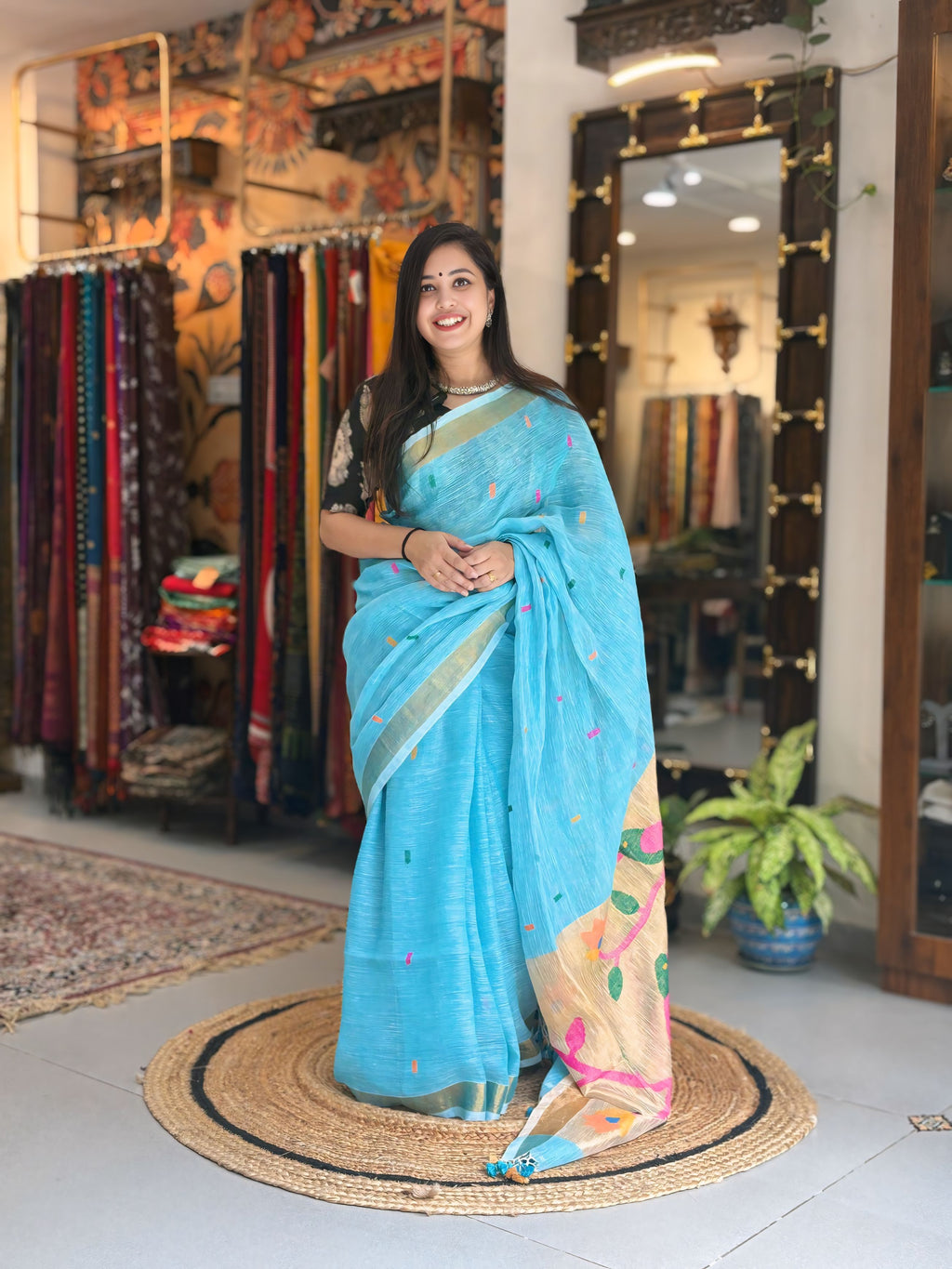 Aqua Dream - Paithani Linen