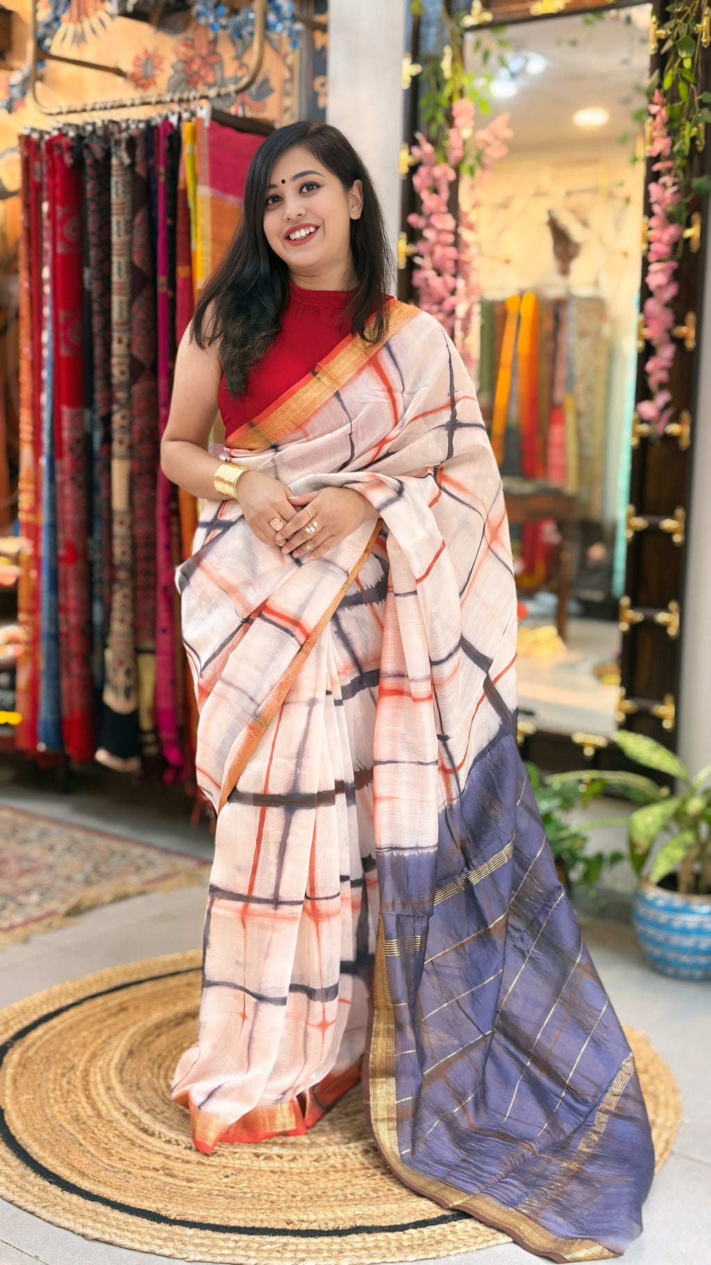 Devyani - Hand Batik Maheshwari Saree