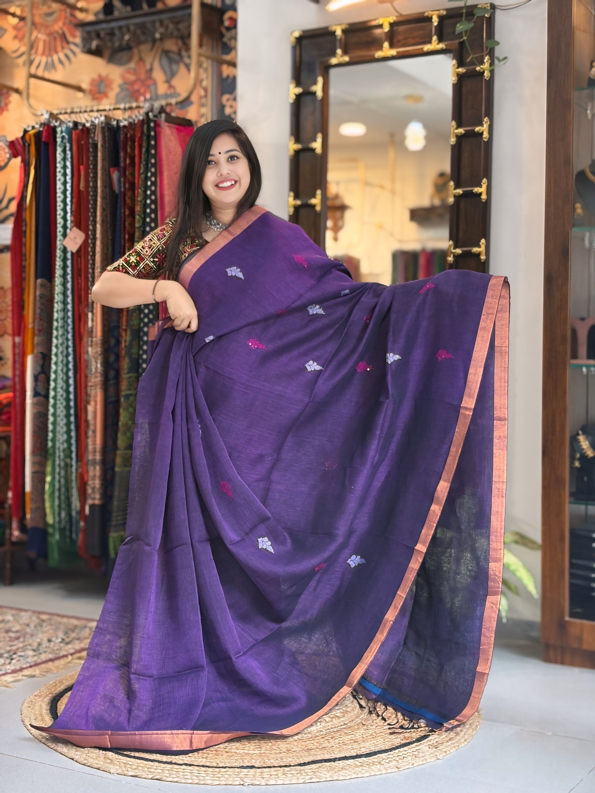 Royal - Banarasi Linen (PEACOCK)