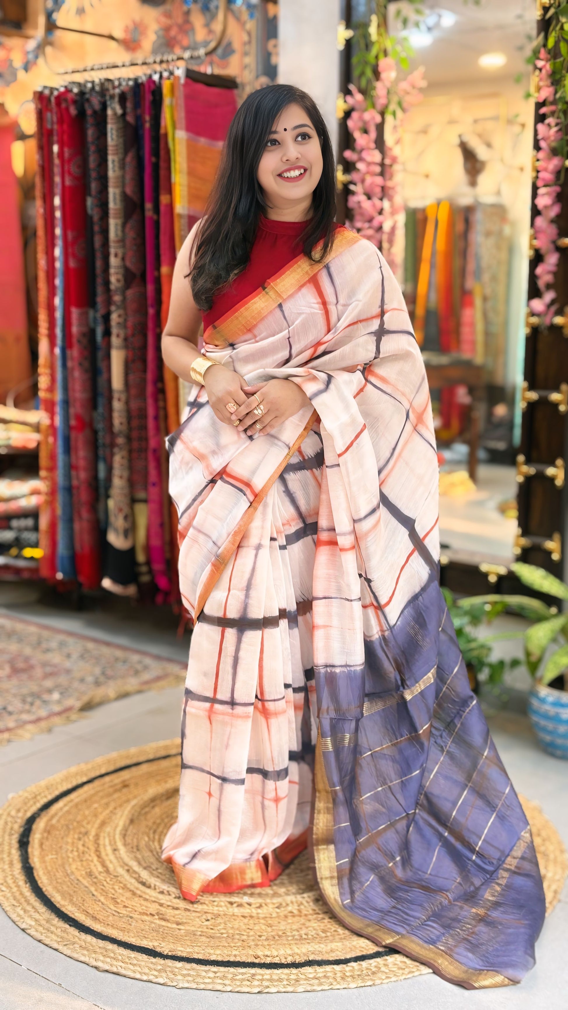 Devyani - Hand Batik Maheshwari Saree