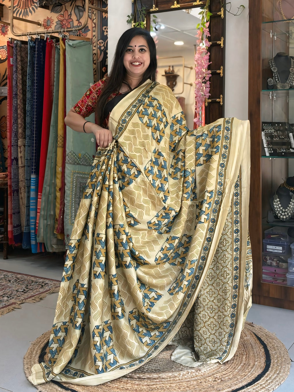 Nazakat - Pure Ajrak Modal Silk (Lakripatta)