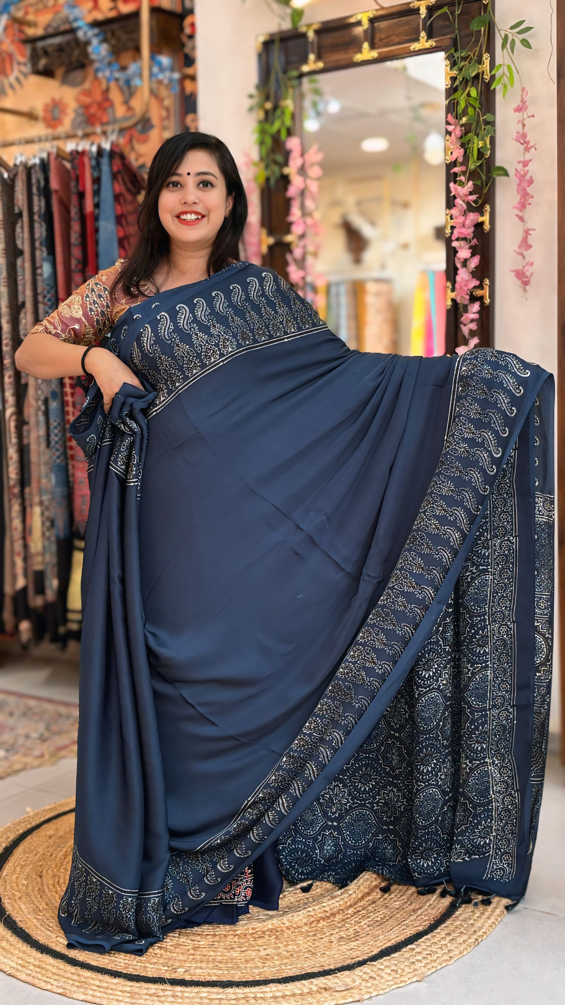 Esha - Pure Ajrak Modal Silk