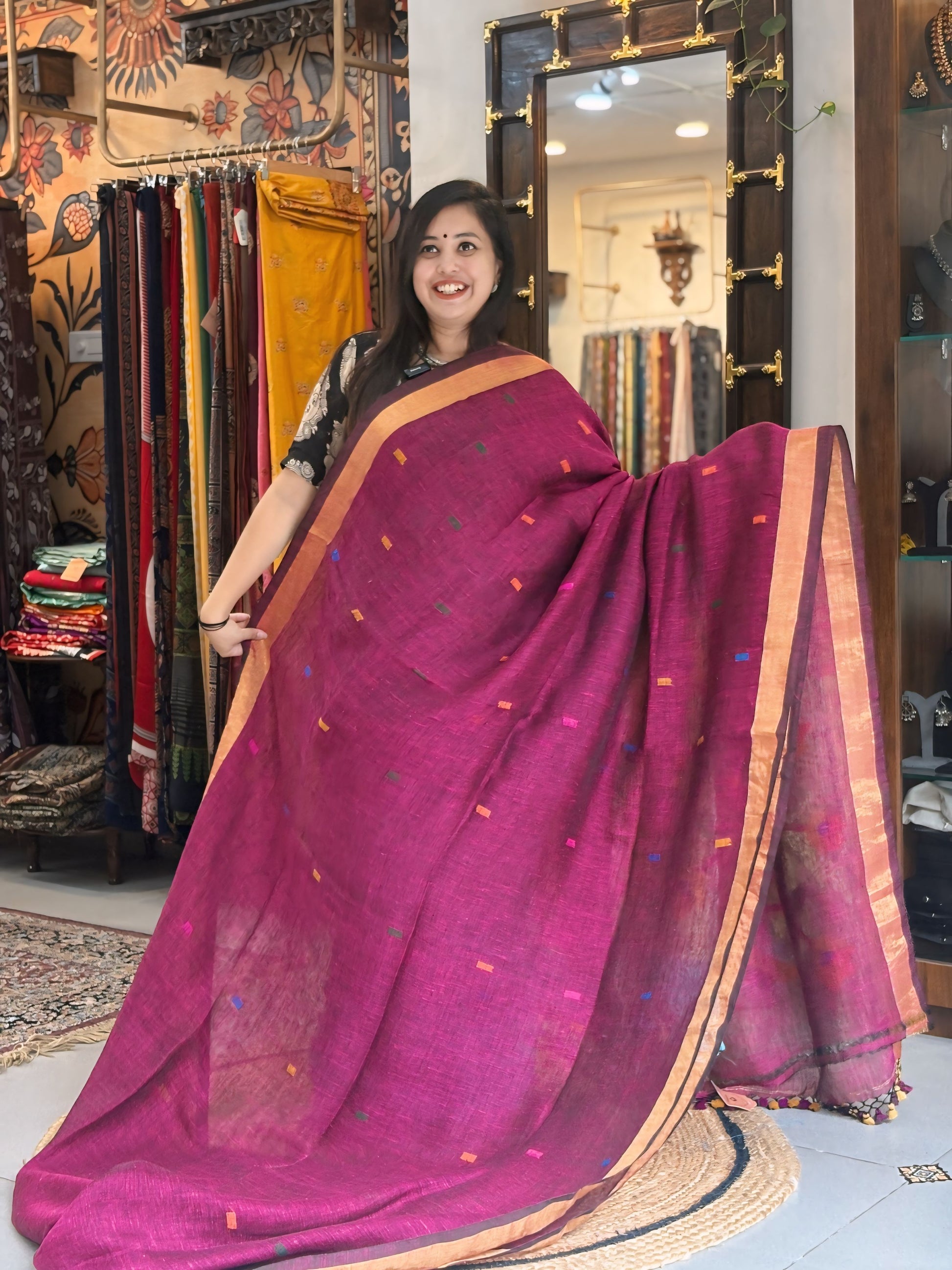 Shahana Gulabi - Paithani Linen