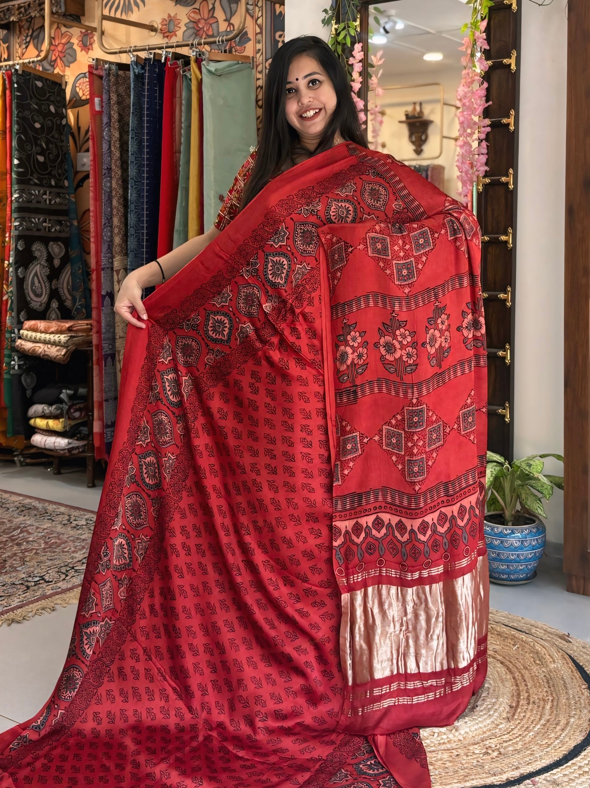 Kamalika
- Pure Ajrak Modal Silk (Lakripatta)