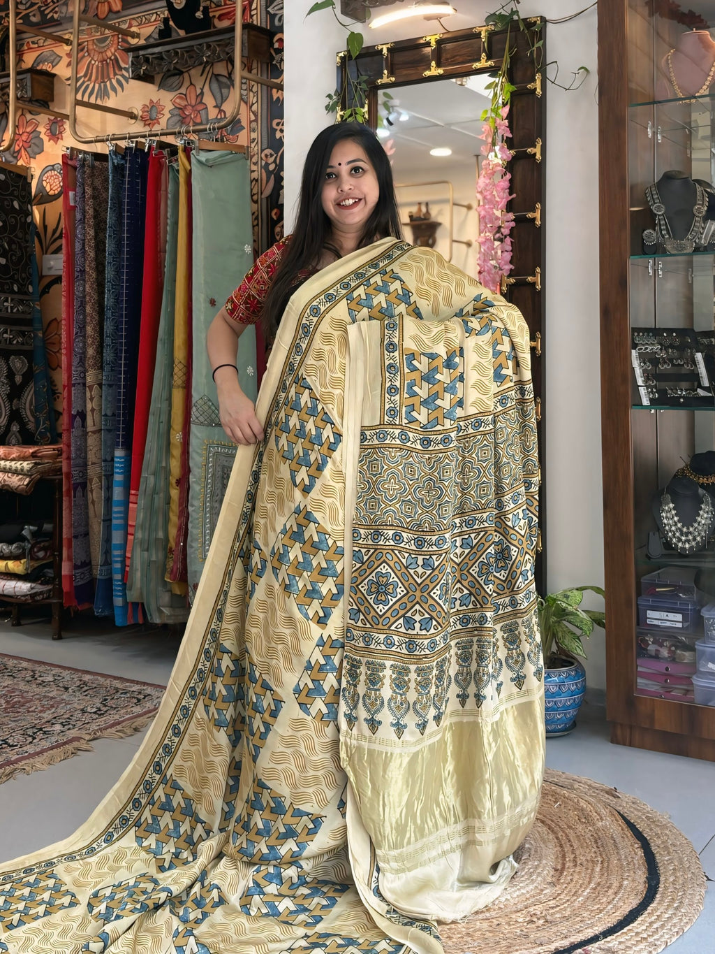 Nazakat - Pure Ajrak Modal Silk (Lakripatta)