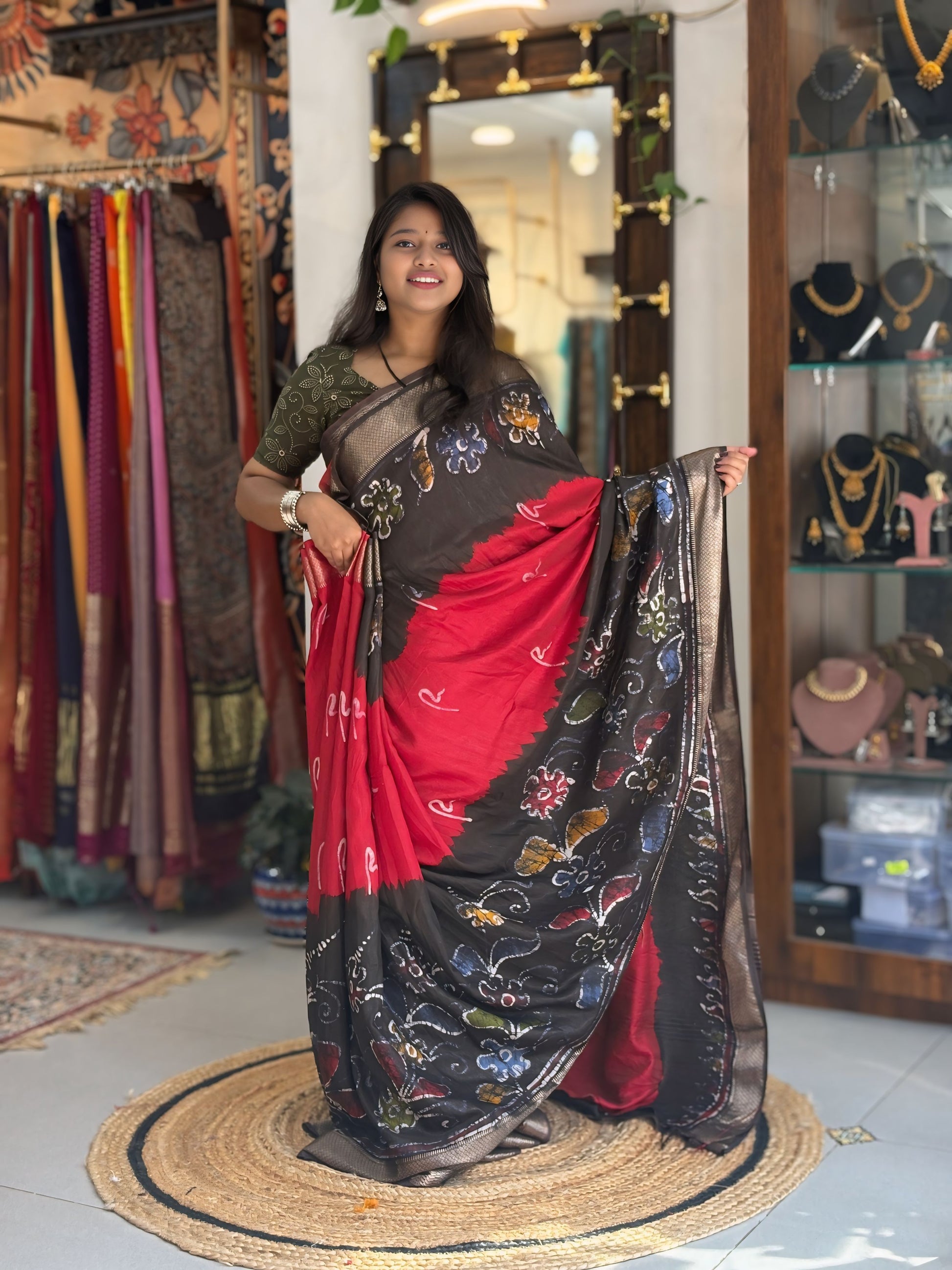 Saanjh - Hand Batik Maheshwari Saree