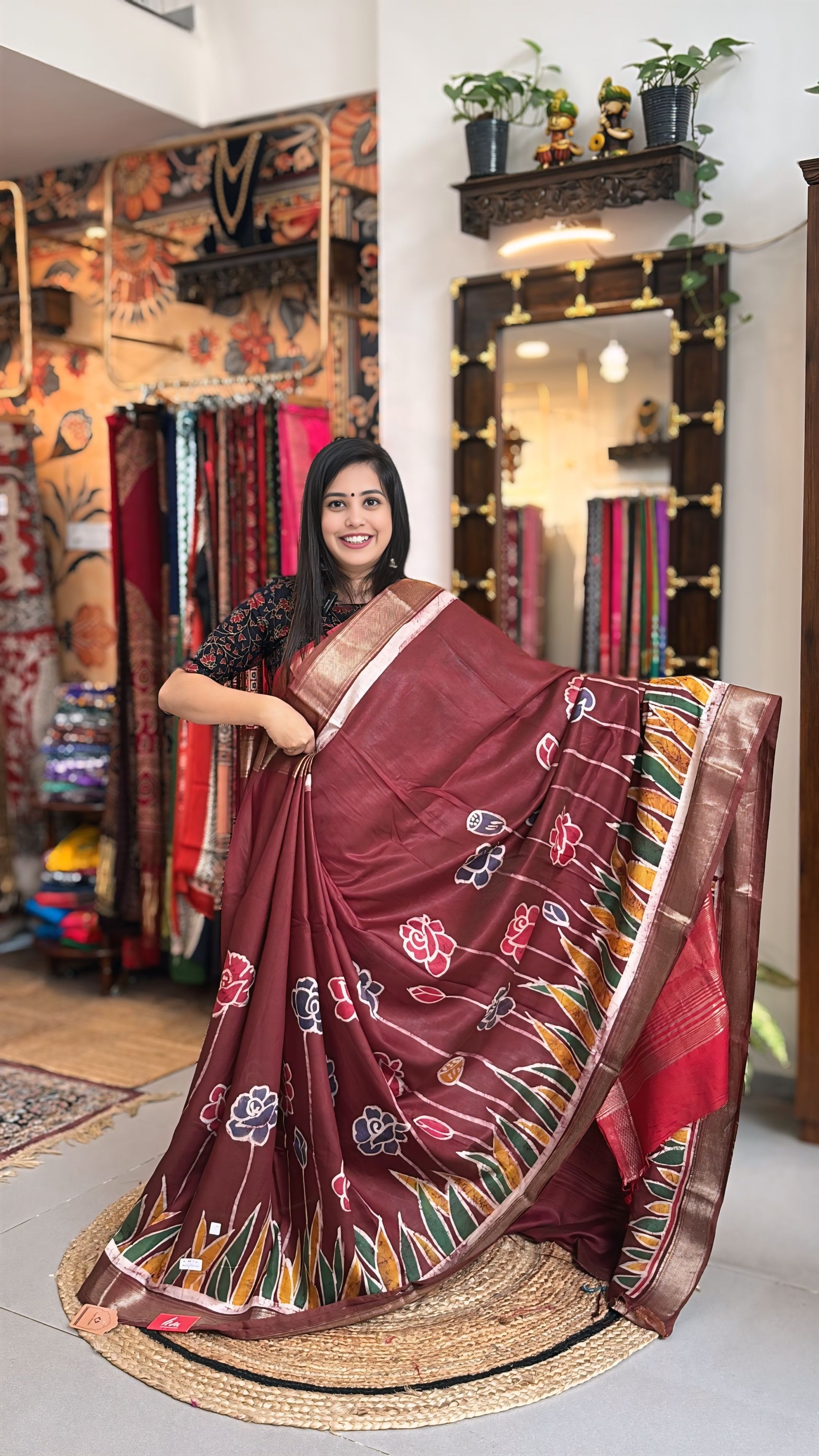 Halka Mitti - Hand Batik Maheshwari Saree
