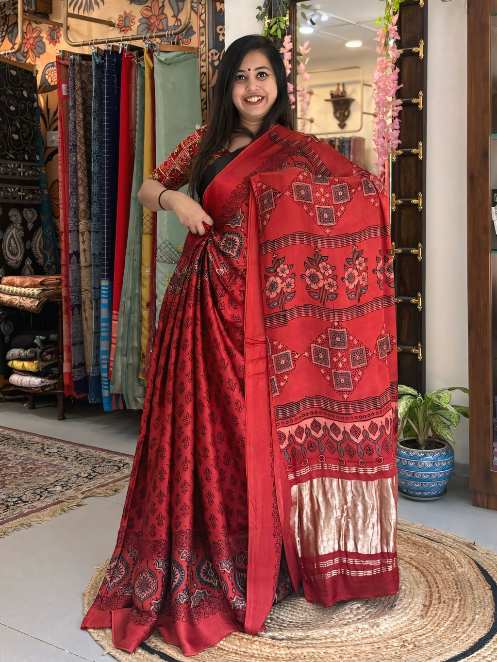 Kamalika
- Pure Ajrak Modal Silk (Lakripatta)