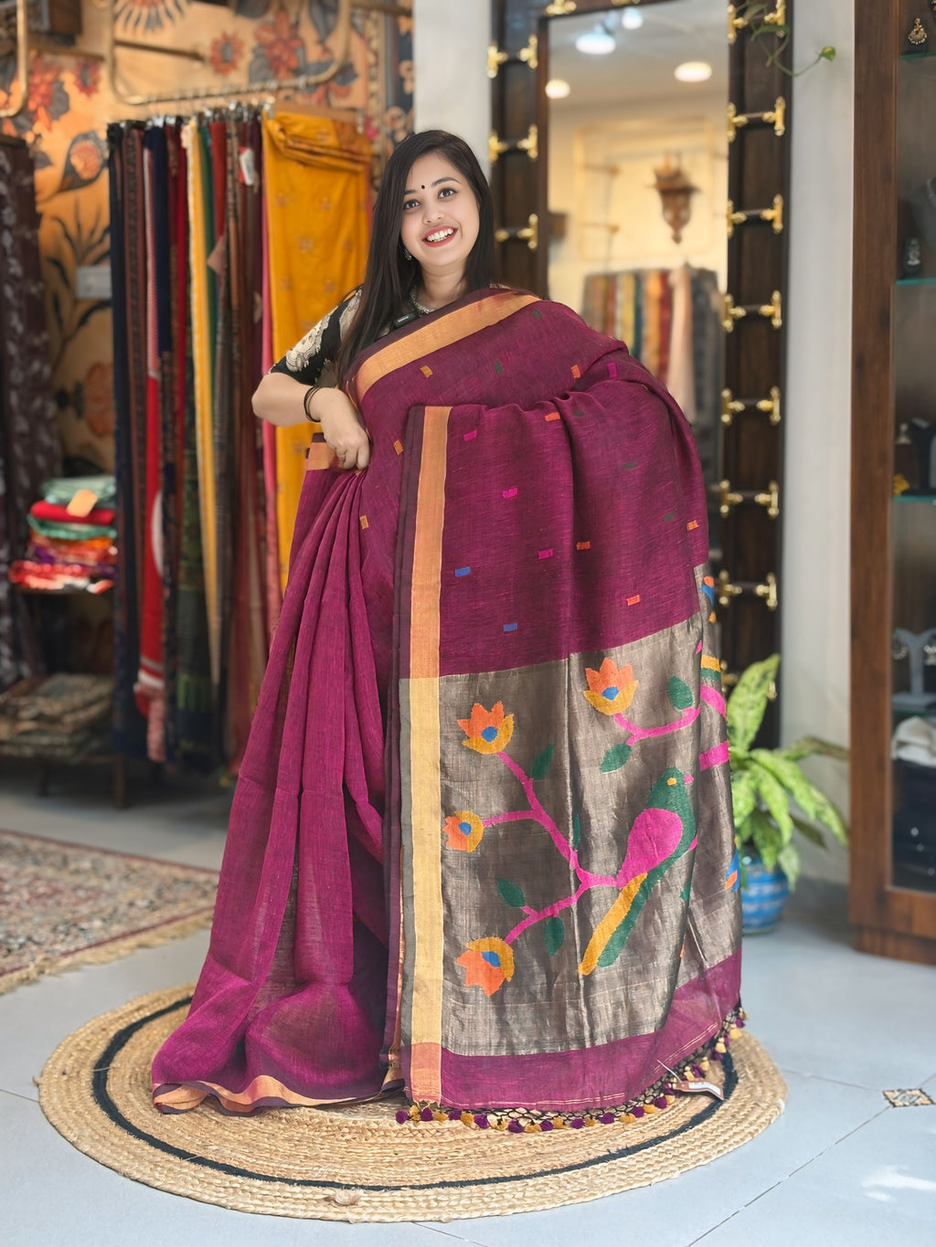 Shahana Gulabi - Paithani Linen