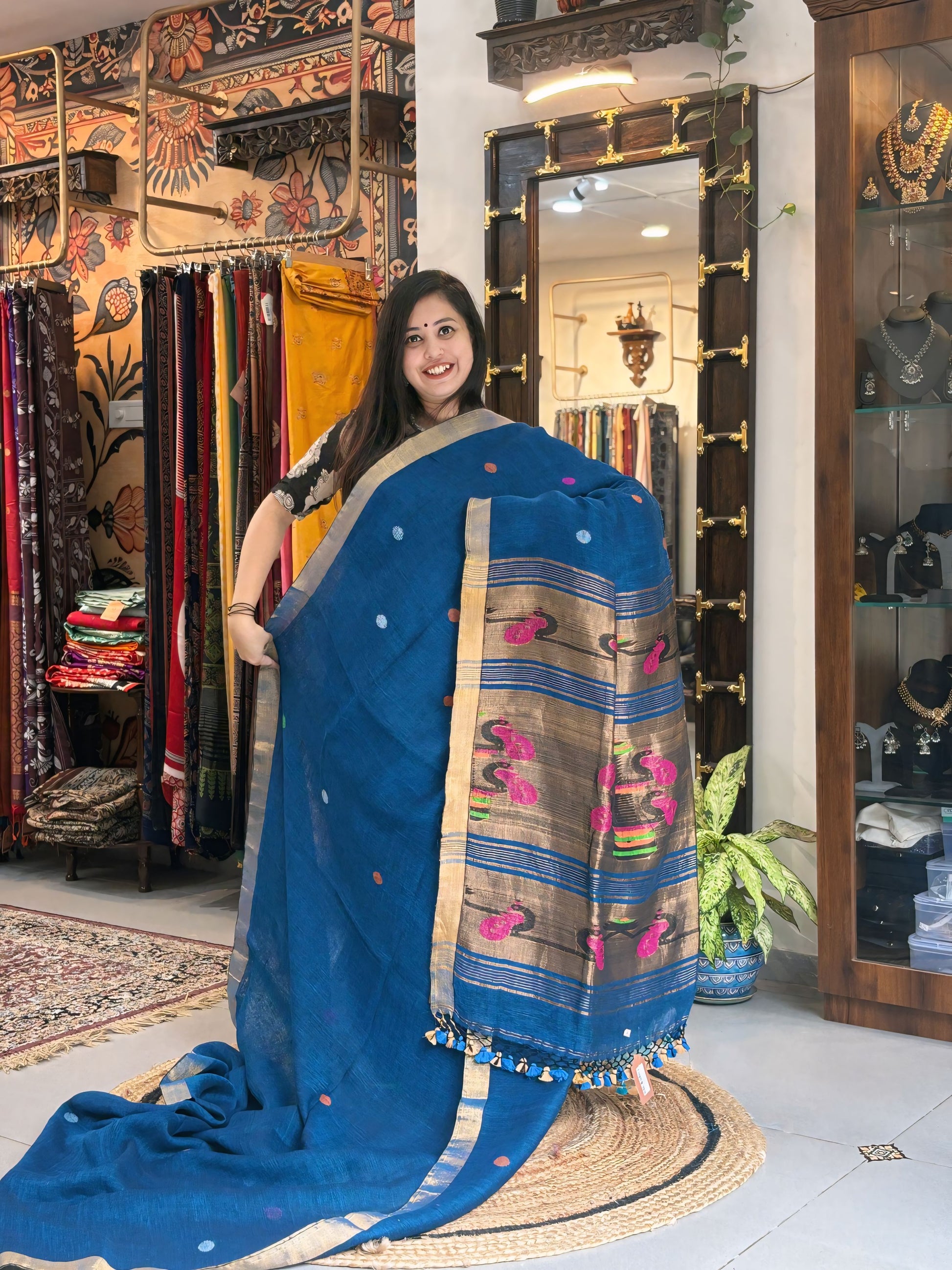 Cosmic Blue - Paithani Linen