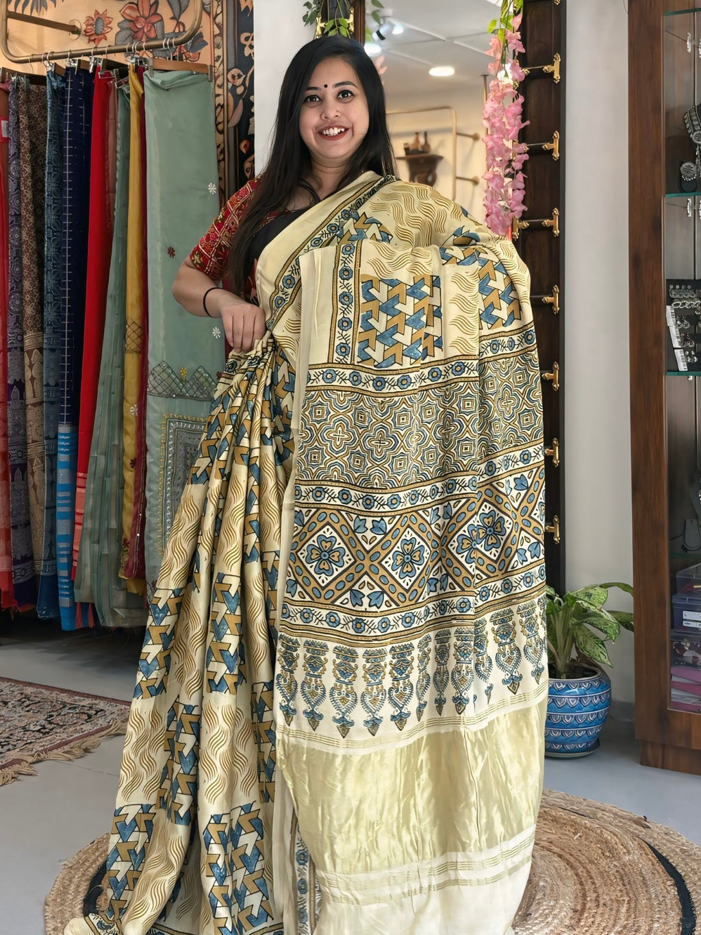 Nazakat - Pure Ajrak Modal Silk (Lakripatta)