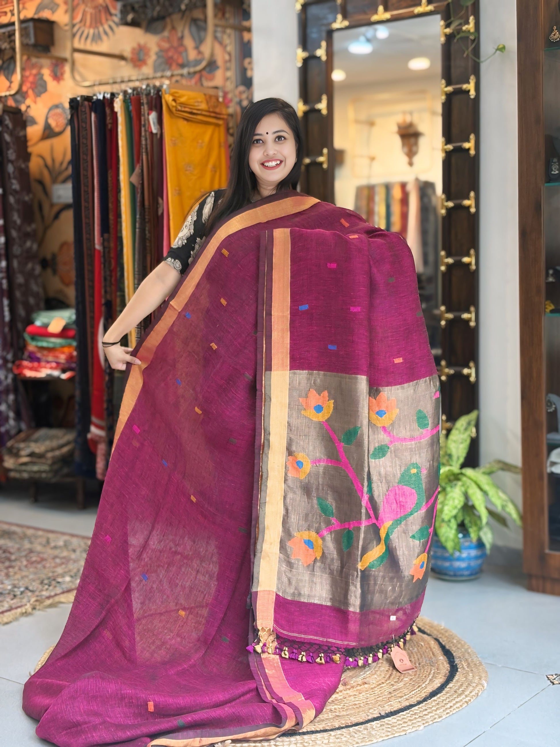 Shahana Gulabi - Paithani Linen