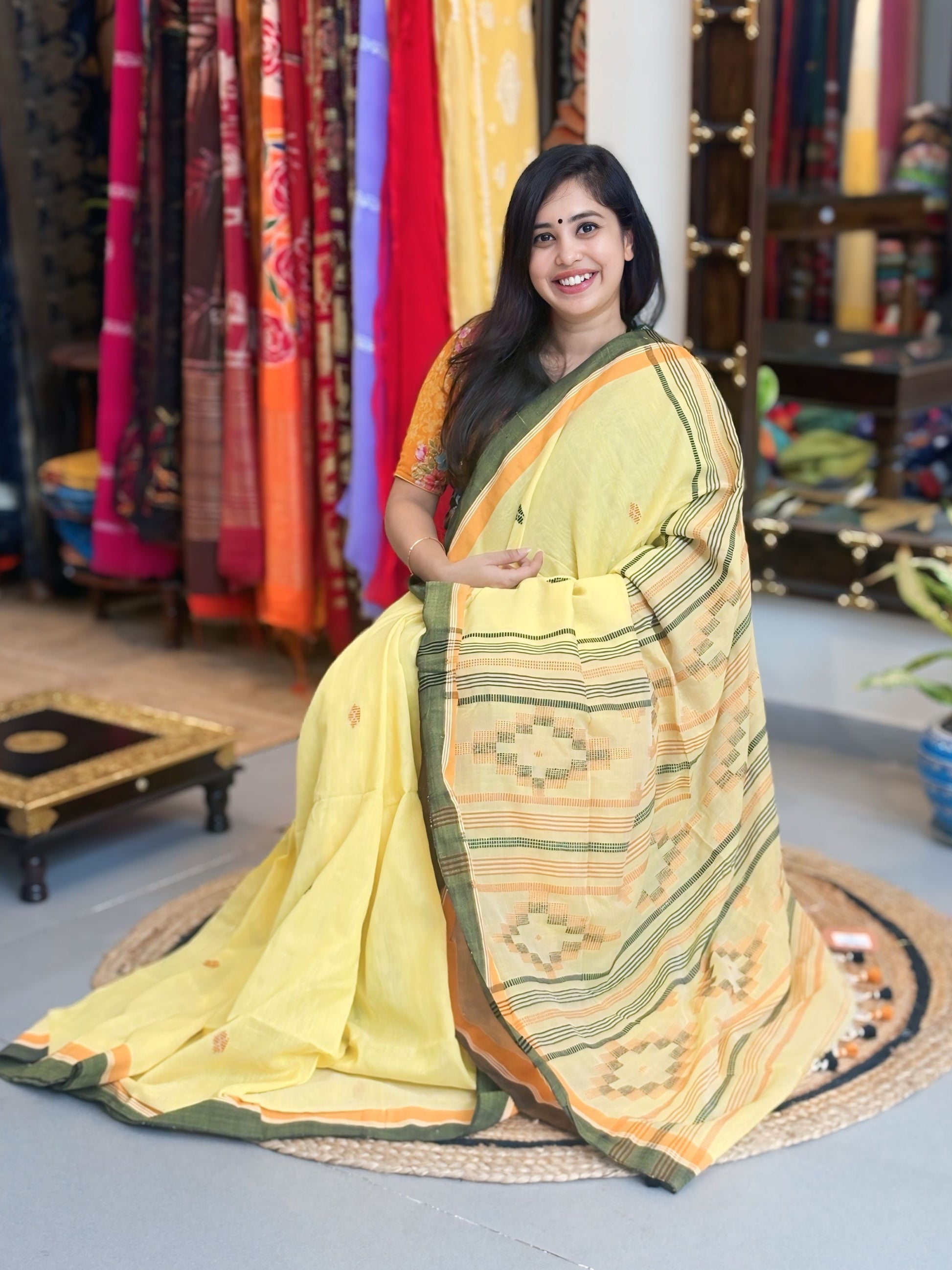 Kesarika - Bhujori Khadi Cotton Saree
