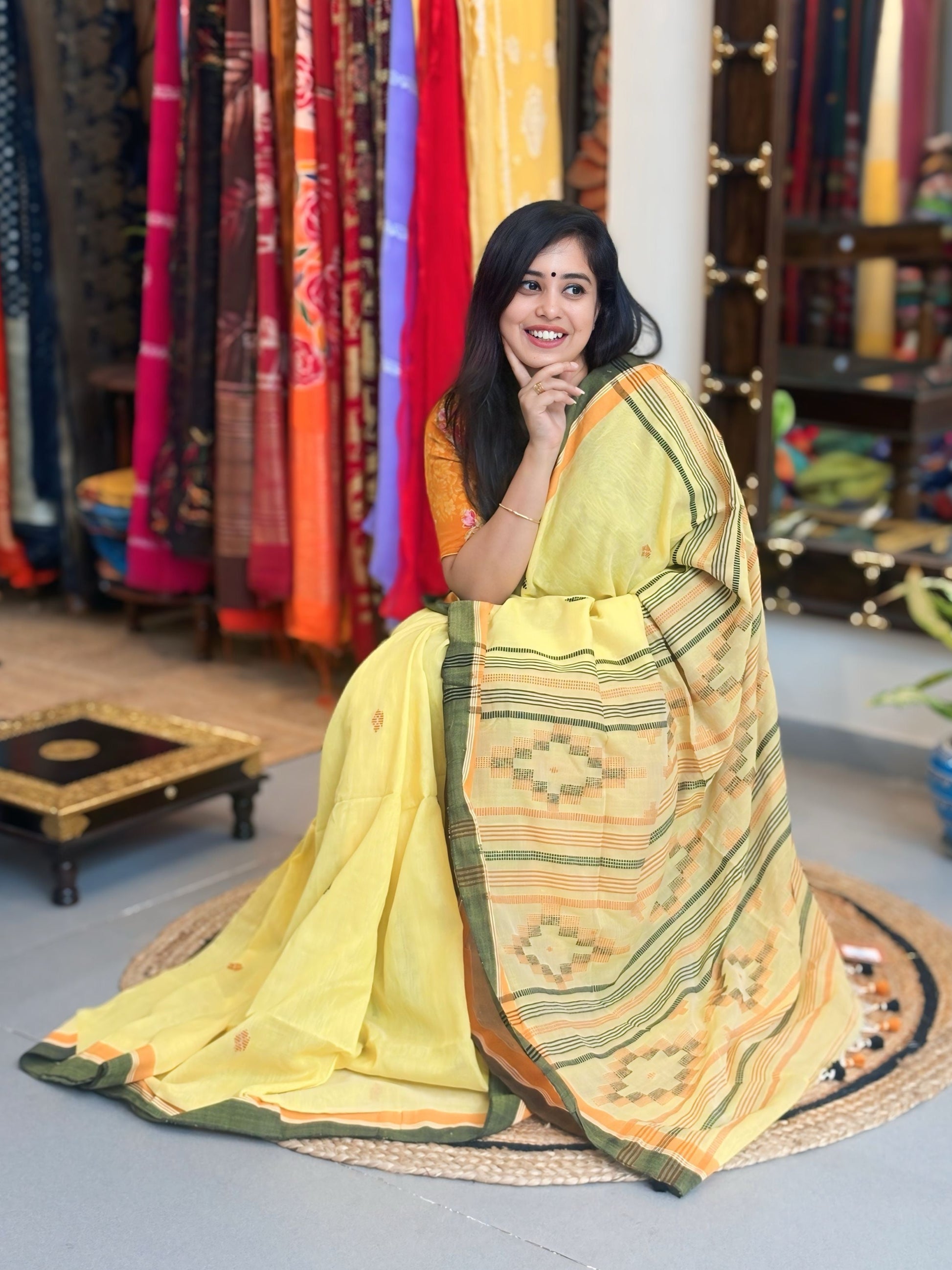 Kesarika - Bhujori Khadi Cotton Saree