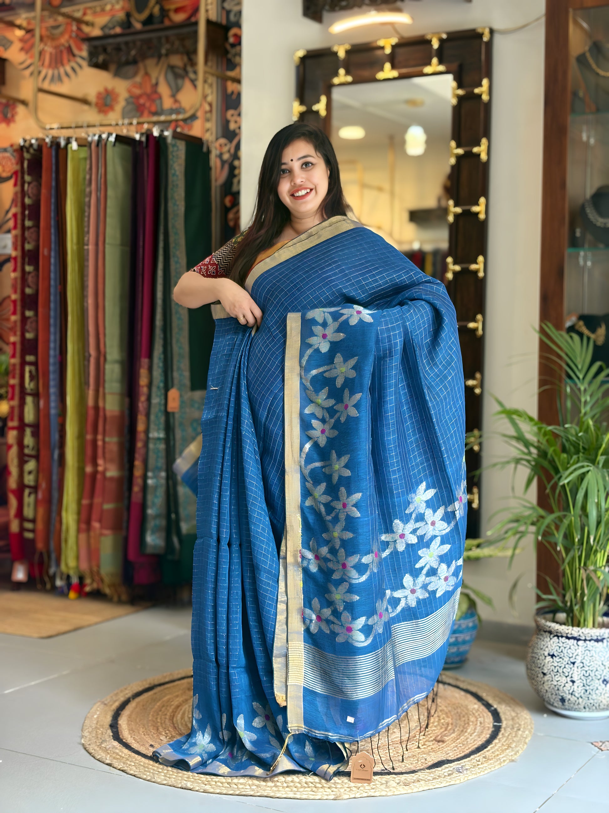 Premium Work Linen Saree 001