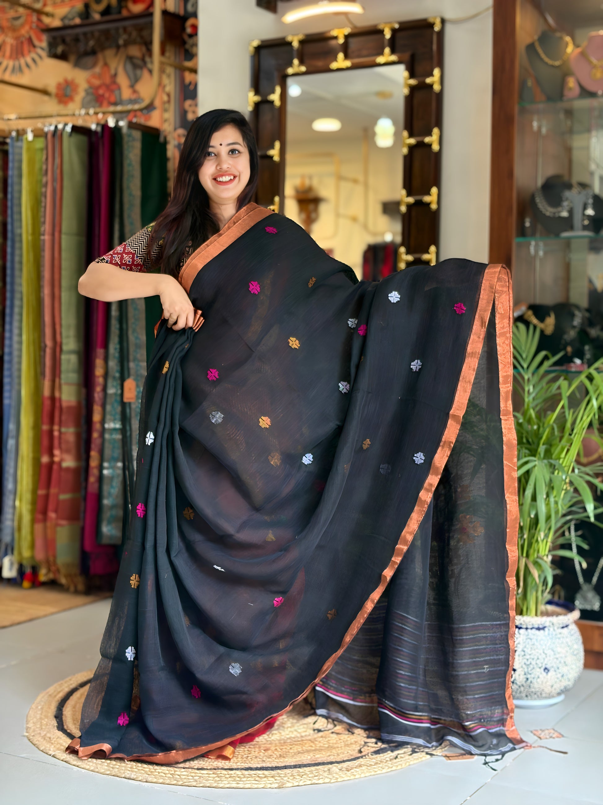 Premium Work Linen Saree 011