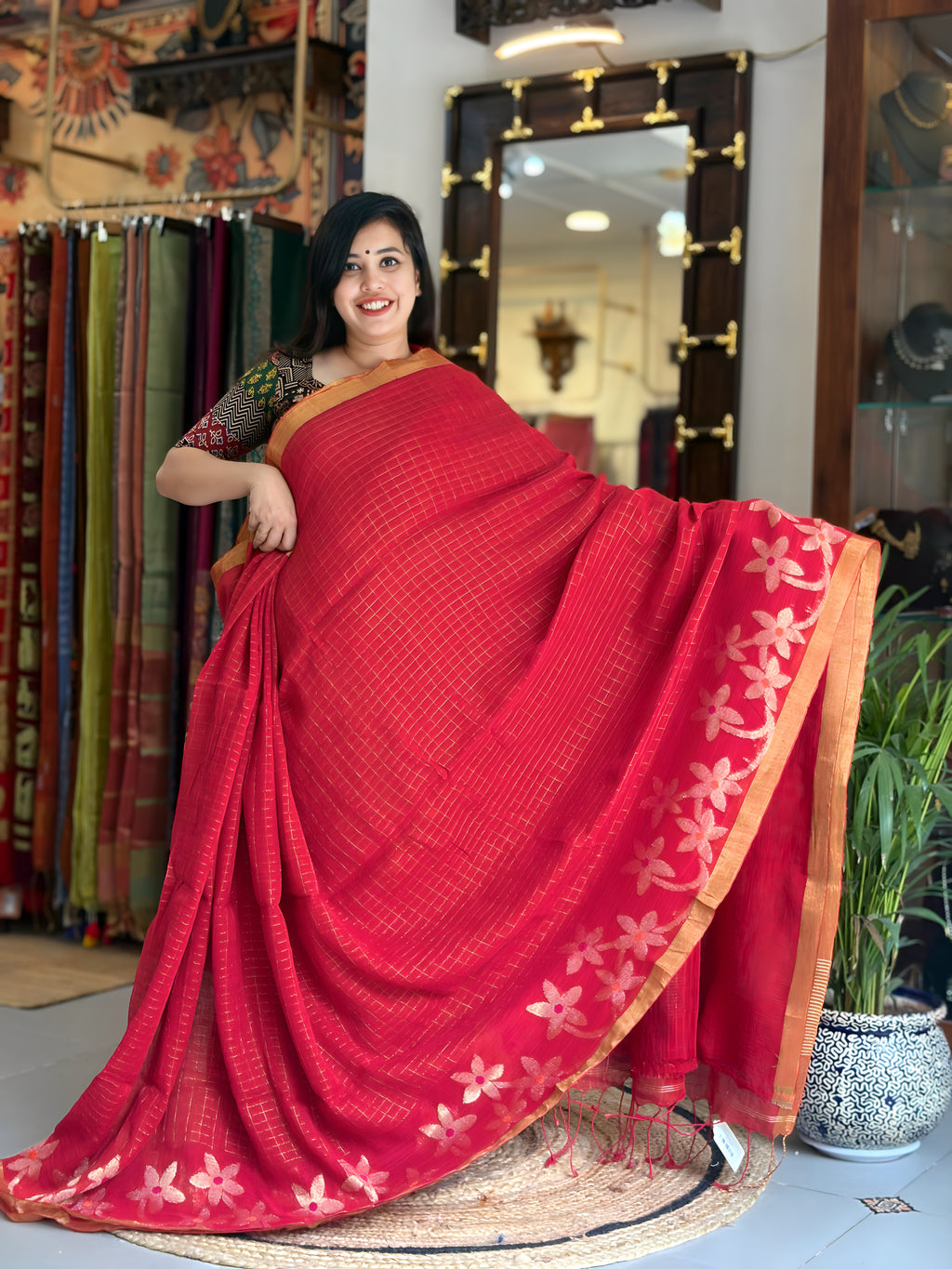 Premium Work Linen Saree 003