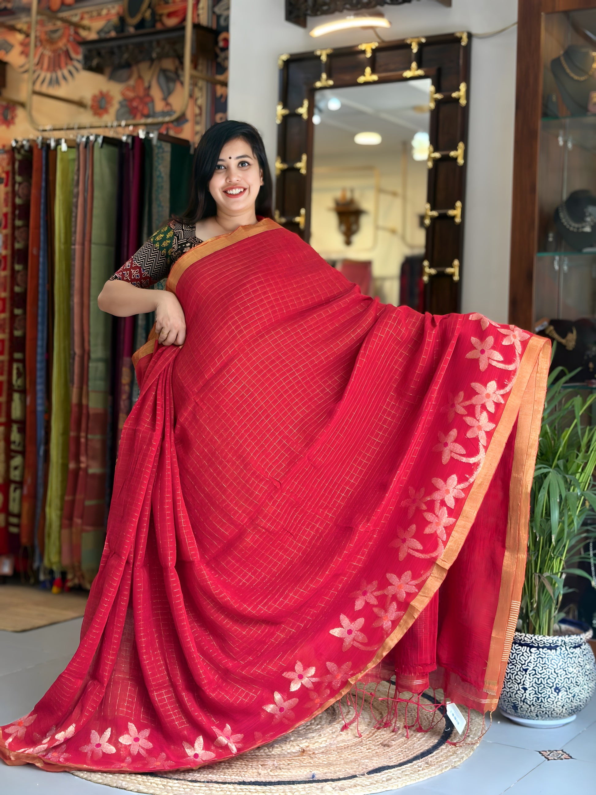 Premium Work Linen Saree 003