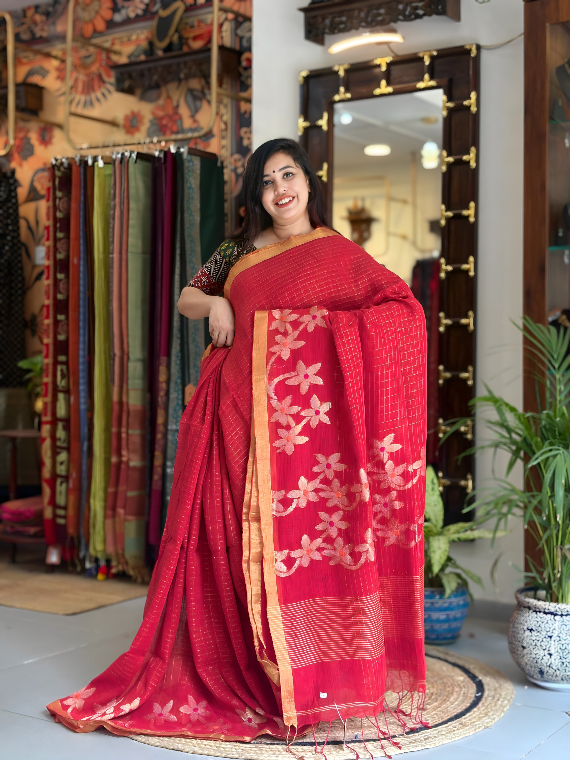 Premium Work Linen Saree 003