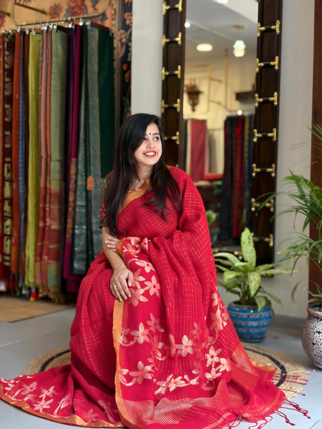 Premium Work Linen Saree 003